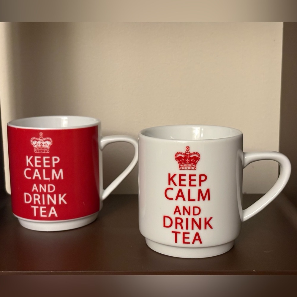 Keep Calm and Drink Tea Mug (Red /White, White/Red Set of 2
